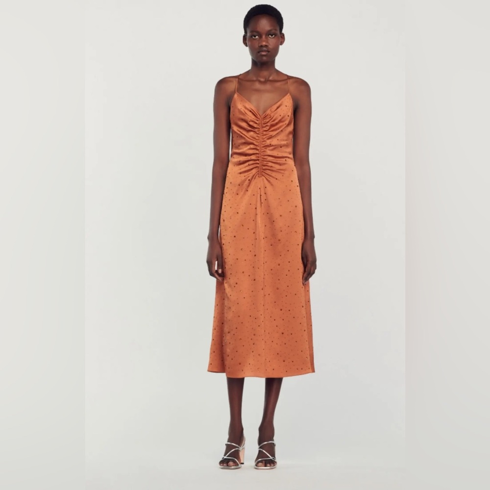 Sandro Praline Strasse Midi Dress NWT
